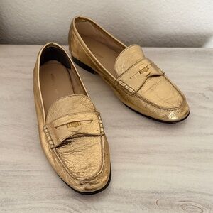 Veronica Beard Gold Penny Leather loafers women’s size 11